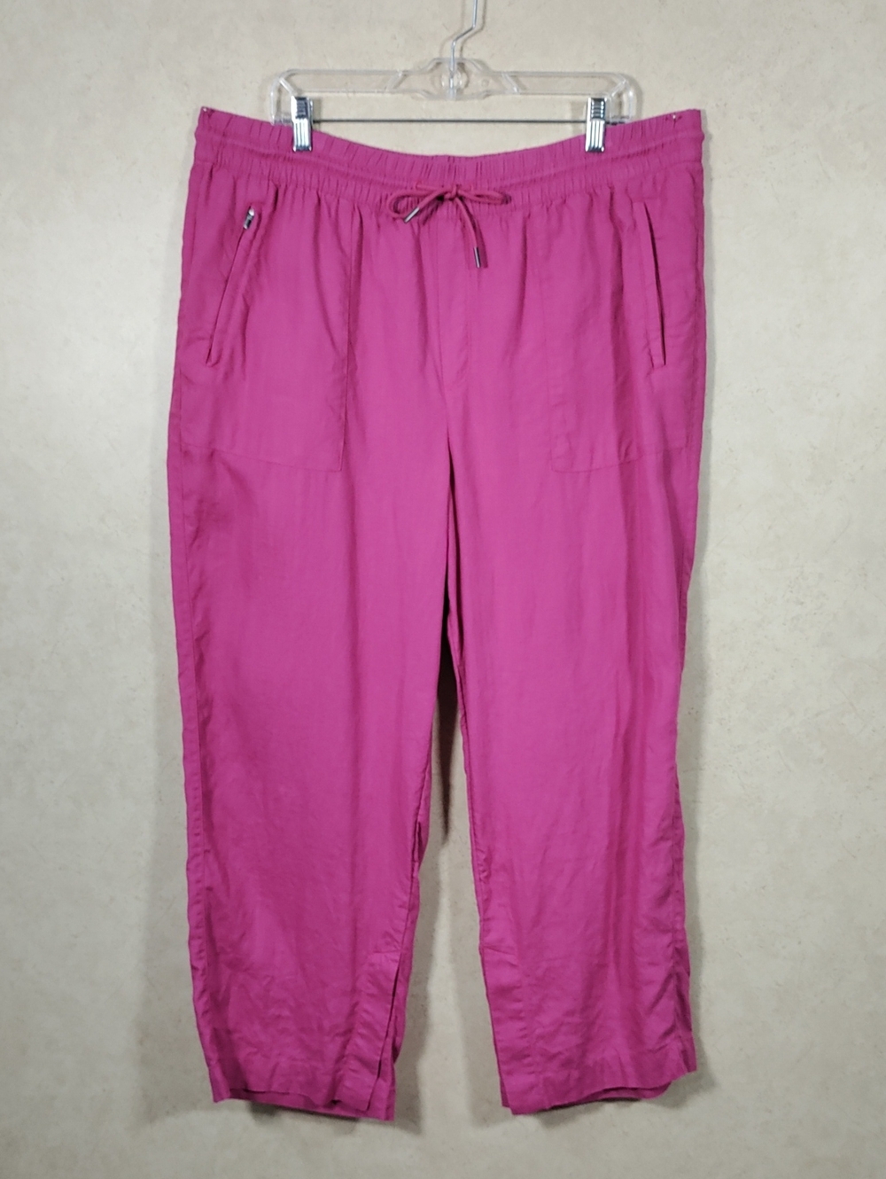 I191 Athleta Magenta Linen Wide Leg Drawstring Pants 1X